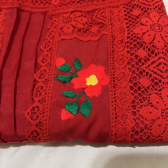 Swim Coverup Red Cutout Lace Embroidered Boho Beach Resort Wear Poolside - Picture 15 of 16